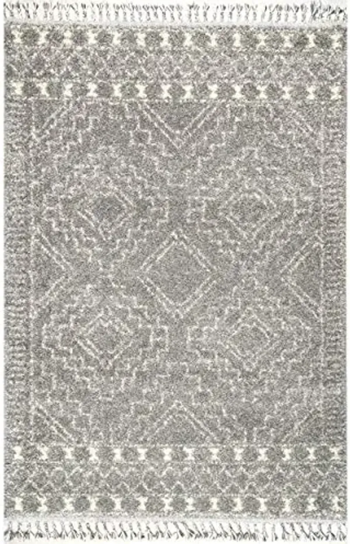 nuLOOM Vasiliki Moroccan Shag Tasseled Area Rug, 8x10, Silver