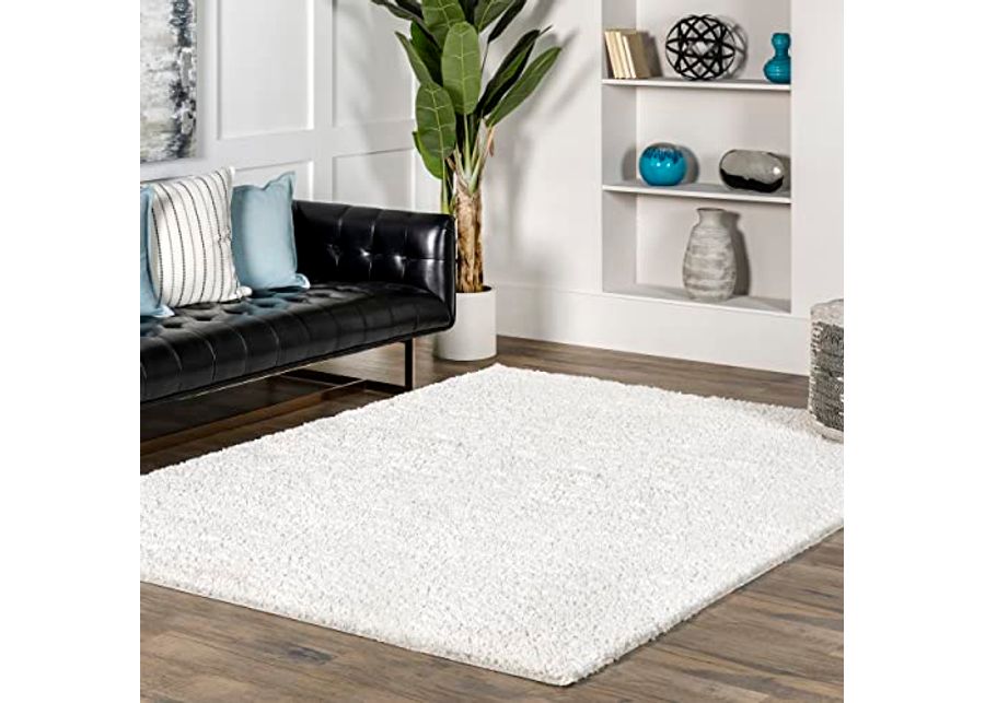 nuLOOM Marleen Contemporary Shag Area Rug, 8' Square, White