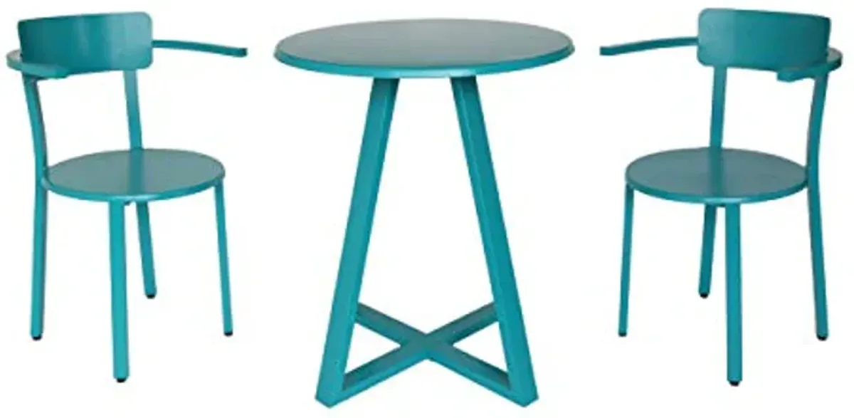 Christopher Knight Home Kate Outdoor Iron Bistro Set, Matte Teal