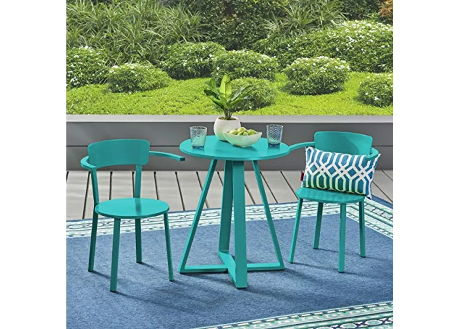 Christopher Knight Home Kate Outdoor Iron Bistro Set, Matte Teal