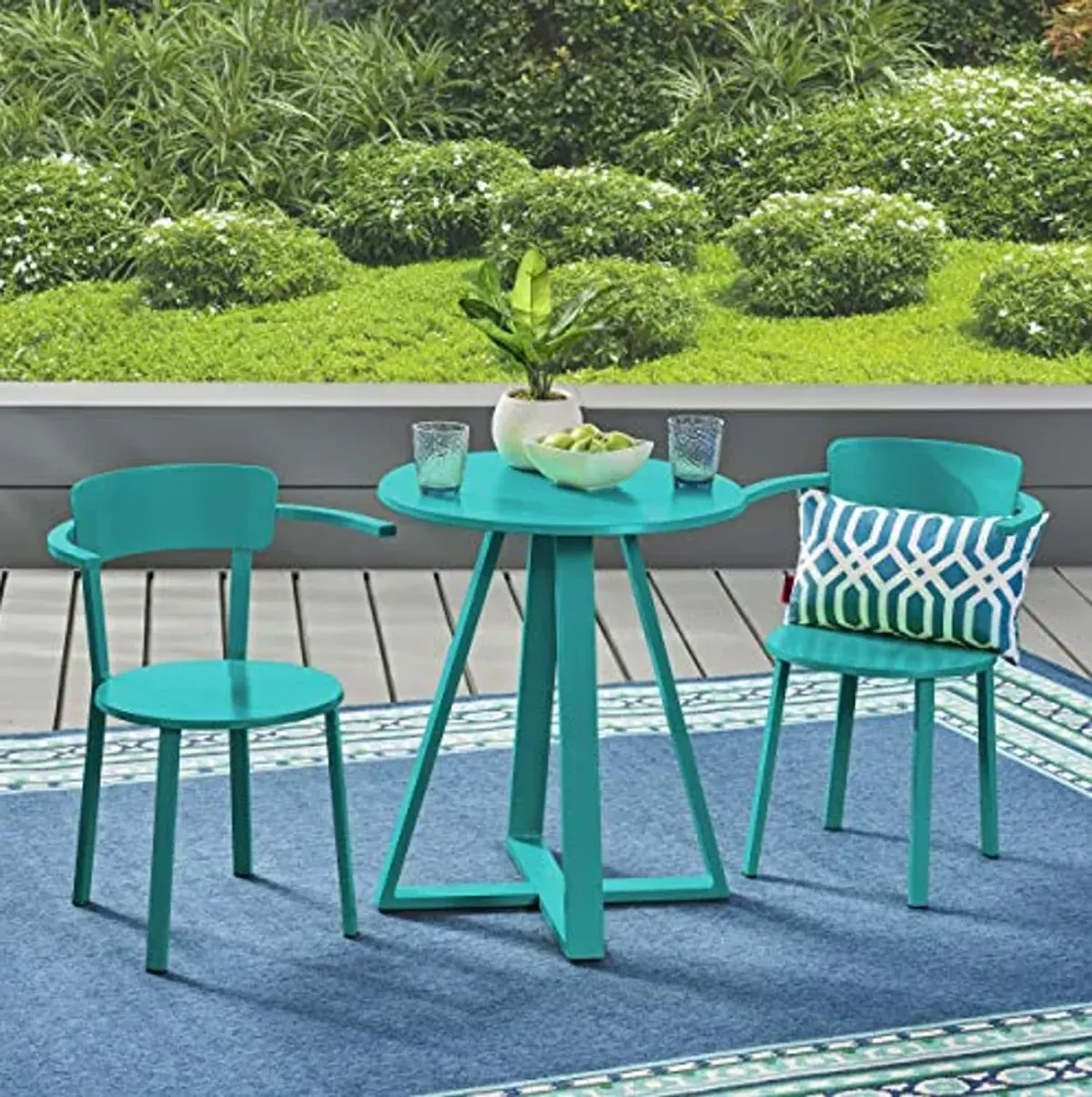 Christopher Knight Home Kate Outdoor Iron Bistro Set, Matte Teal