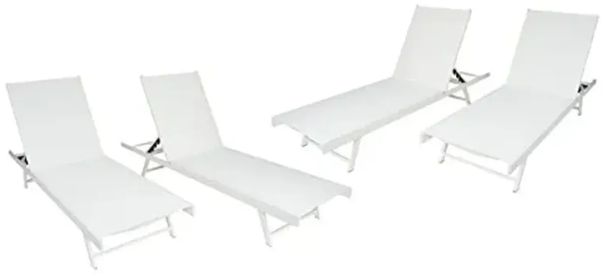 Christopher Knight Home Salton Outdoor Aluminum and Mesh Chaise Lounge Set, 4-Pcs Set, White / White
