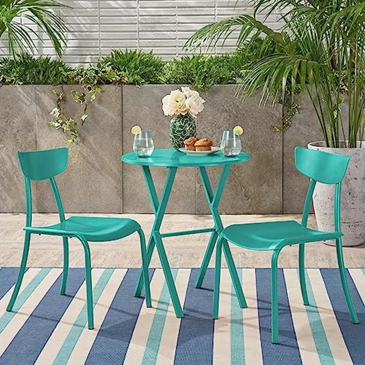 Christopher Knight Home Lucy Outdoor Bistro Set, Matte Teal