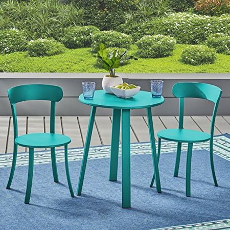 Christopher Knight Home Kelly Outdoor Bistro Set, Matte Teal