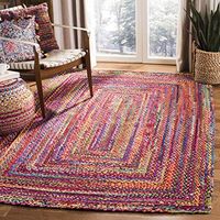 SAFAVIEH Braided Collection 8' x 10' Red / Multi BRD210A Handmade Boho Reversible Cotton Area Rug