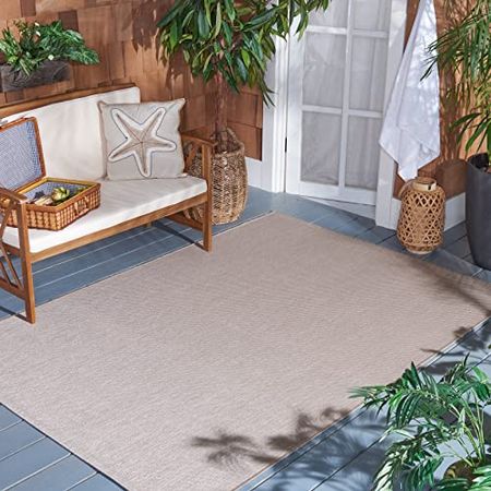 SAFAVIEH Beach House Collection 9' x 12' Blue BHS218M Indoor/ Outdoor Non-Shedding Easy Cleaning Patio Backyard Porch Deck Mudroom Area Rug