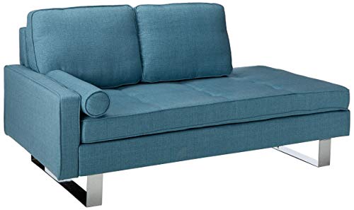 Christopher Knight Home Phelps Modern Fabric Chaise Loveseat, Blue, Silver