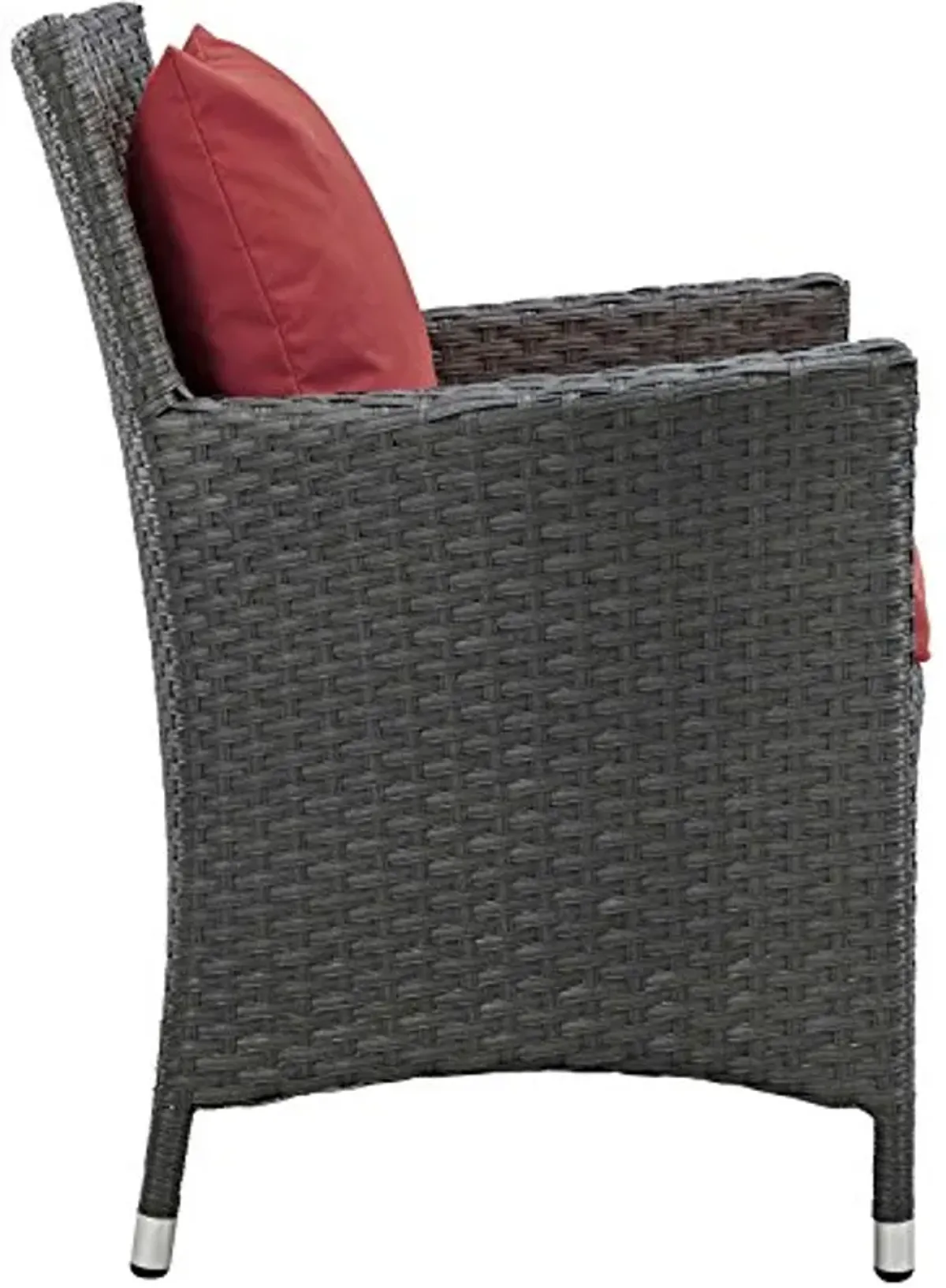 Modway Sojourn Wicker Rattan Outdoor Patio Sunbrella Fabric Dining Chair in Canvas Red