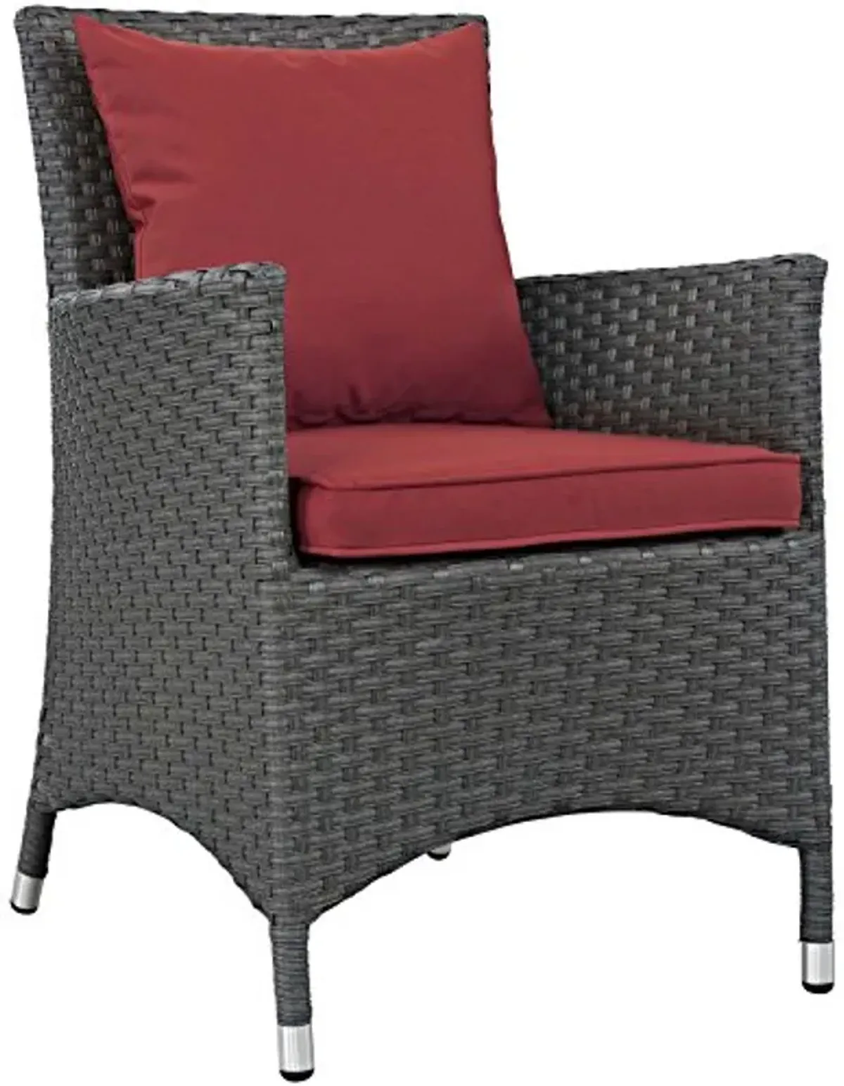 Modway Sojourn Wicker Rattan Outdoor Patio Sunbrella Fabric Dining Chair in Canvas Red