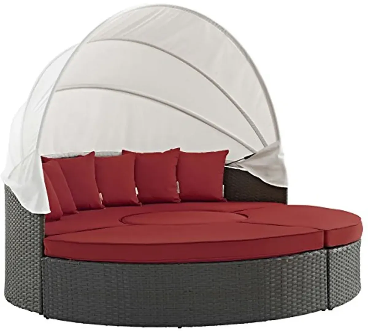 Modway Sojourn Outdoor Patio Sunbrella Sectional Daybed with Canopy in Canvas Red