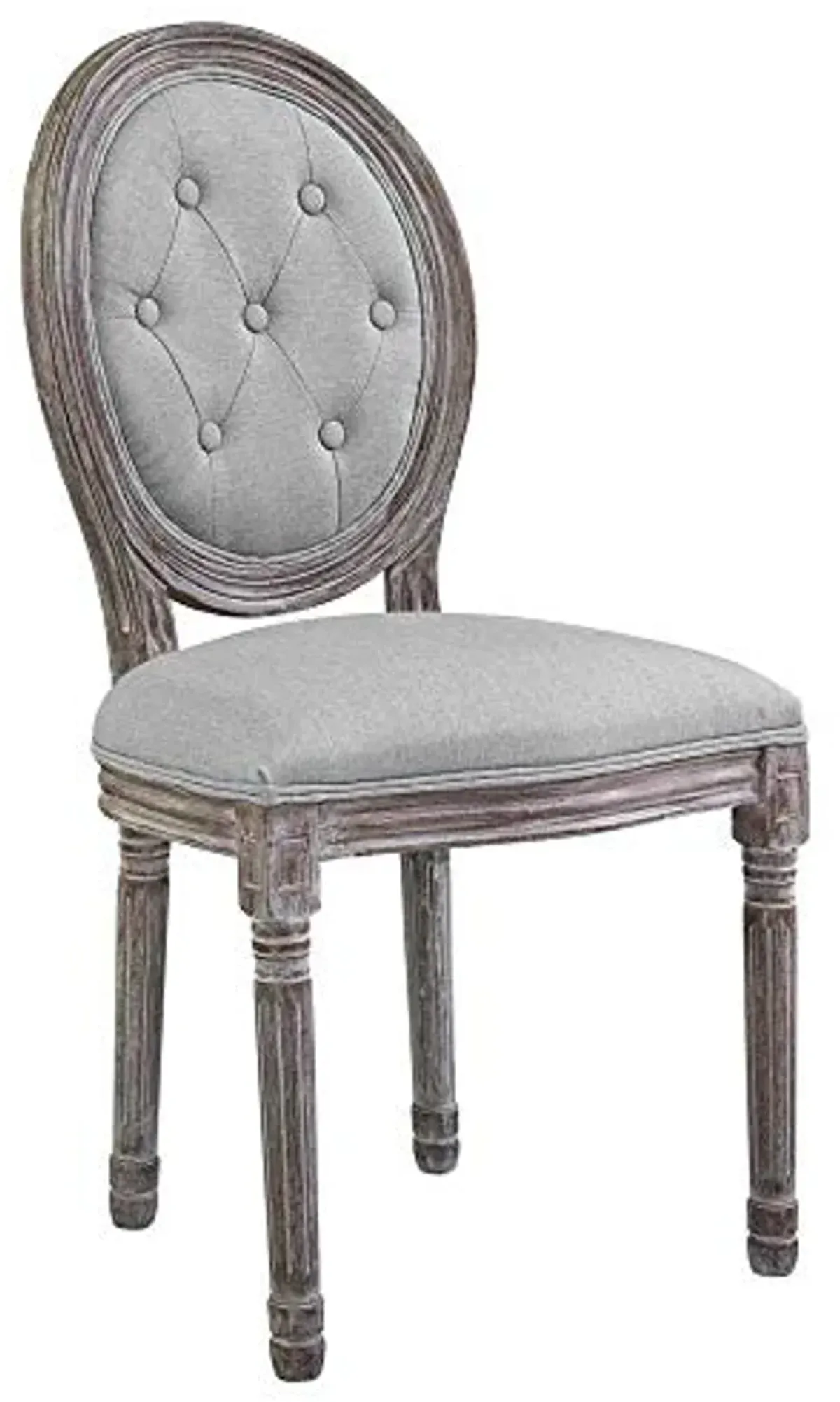 Modway Arise French Vintage Tufted Upholstered Fabric Two Dining Side Chairs in Light Gray