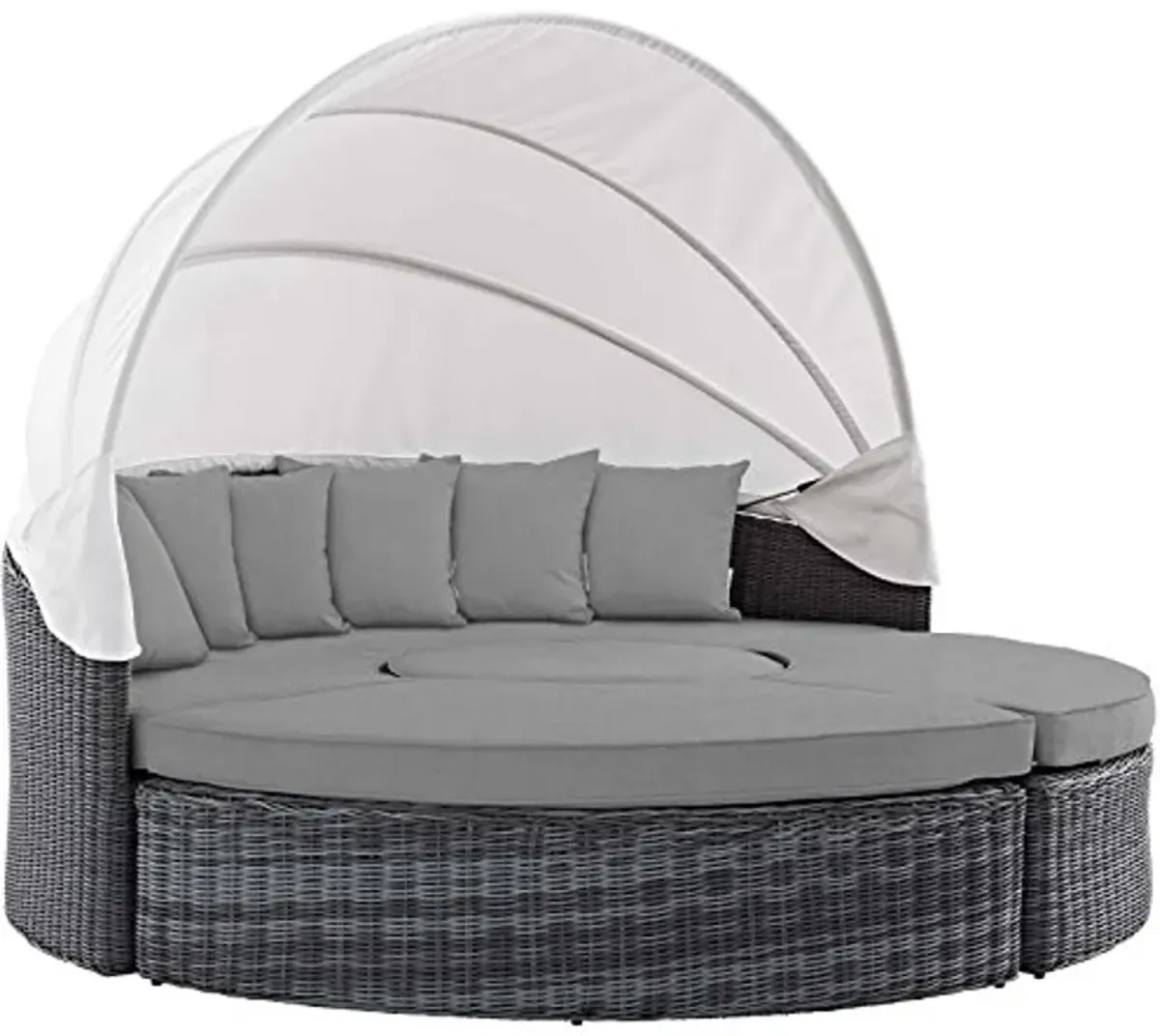 Modway Summon Outdoor Patio Daybed with Canopy and Sunbrella Cushions in Canvas Gray