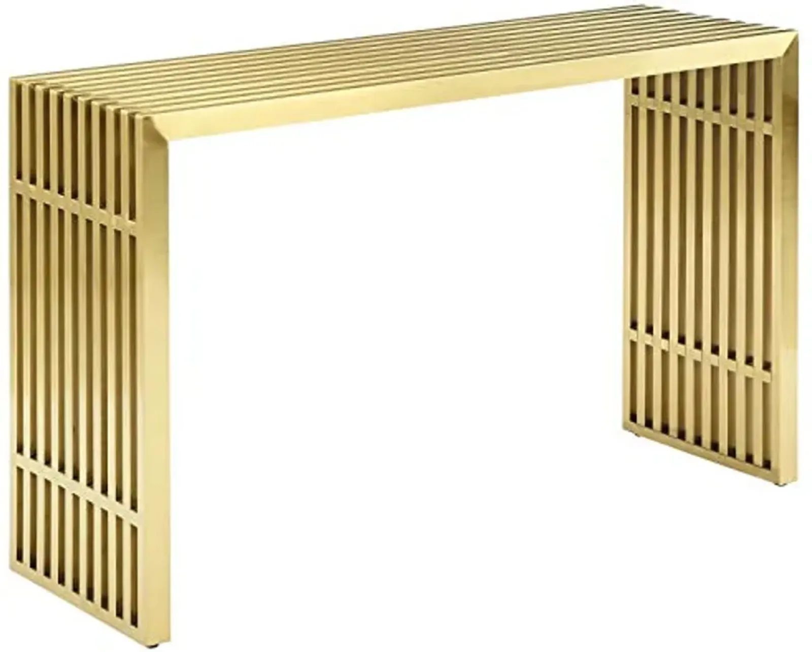 Modway Gridiron Contemporary Modern Gold Stainless Steel Console Table