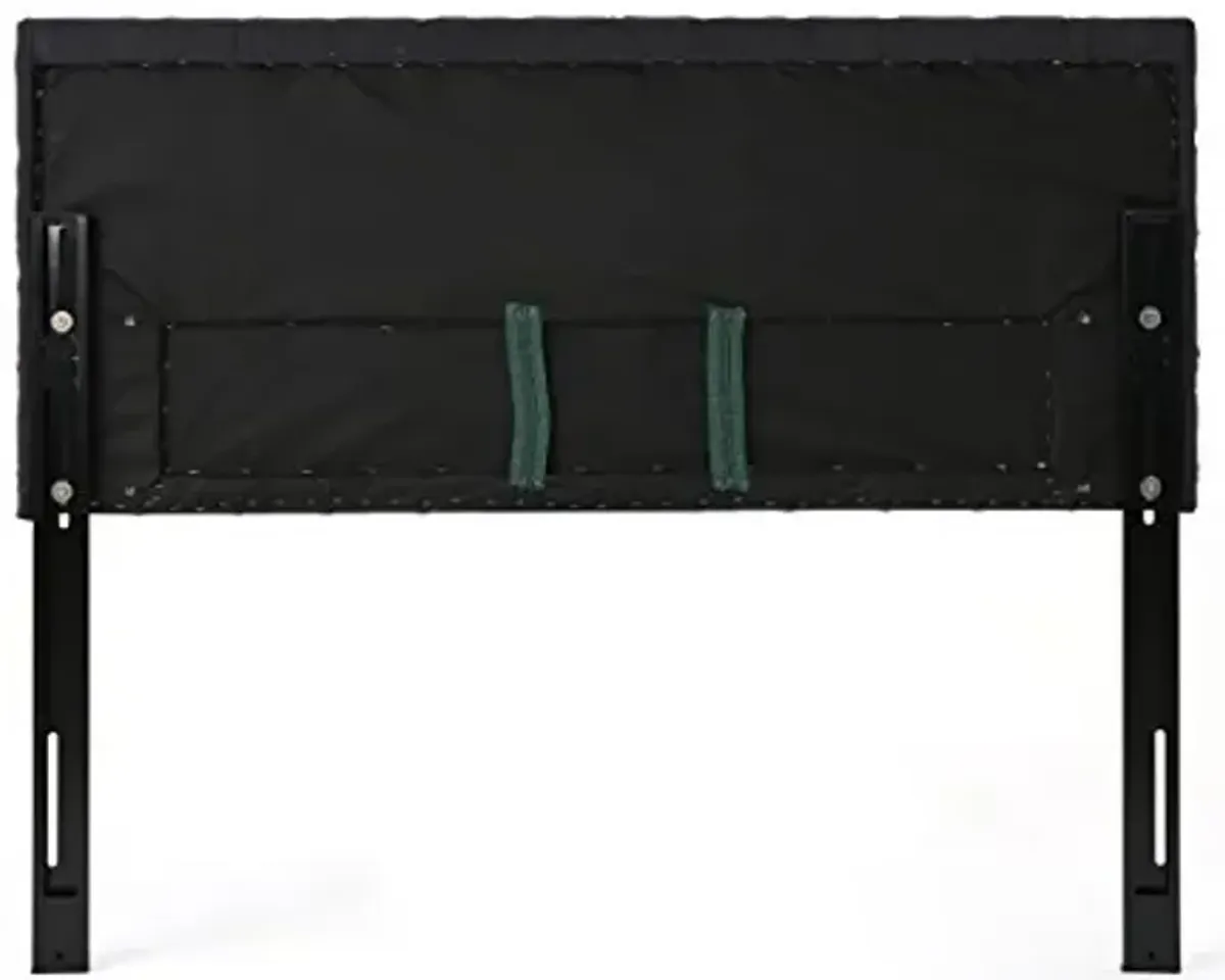 Christopher Knight Home Jezebel Fabric Headboard, Queen / Full, Dark Charcoal / Black Steel