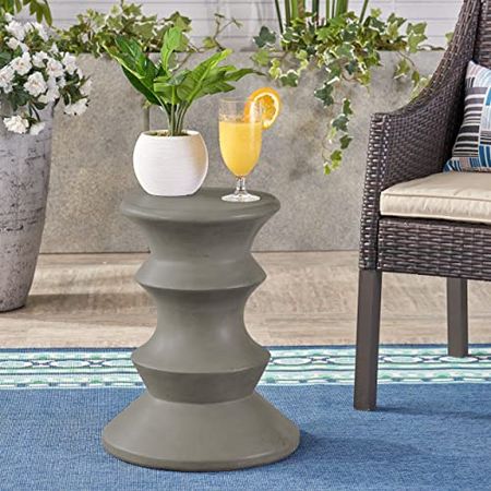 Christopher Knight Home Alia Outdoor 22" Weight Concrete Side Table, Light Grey