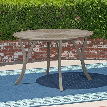 Christopher Knight Home Adn Outdoor 47" Round Acacia Wood Dining Table, Grey