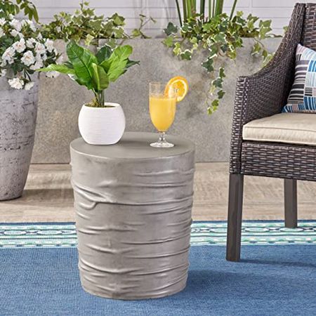Christopher Knight Home Aubree Outdoor 16" Weight Concrete Side Table, Light Grey