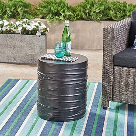 Christopher Knight Home Aubree Outdoor 16" Light-Weight Concrete Side Table, Black