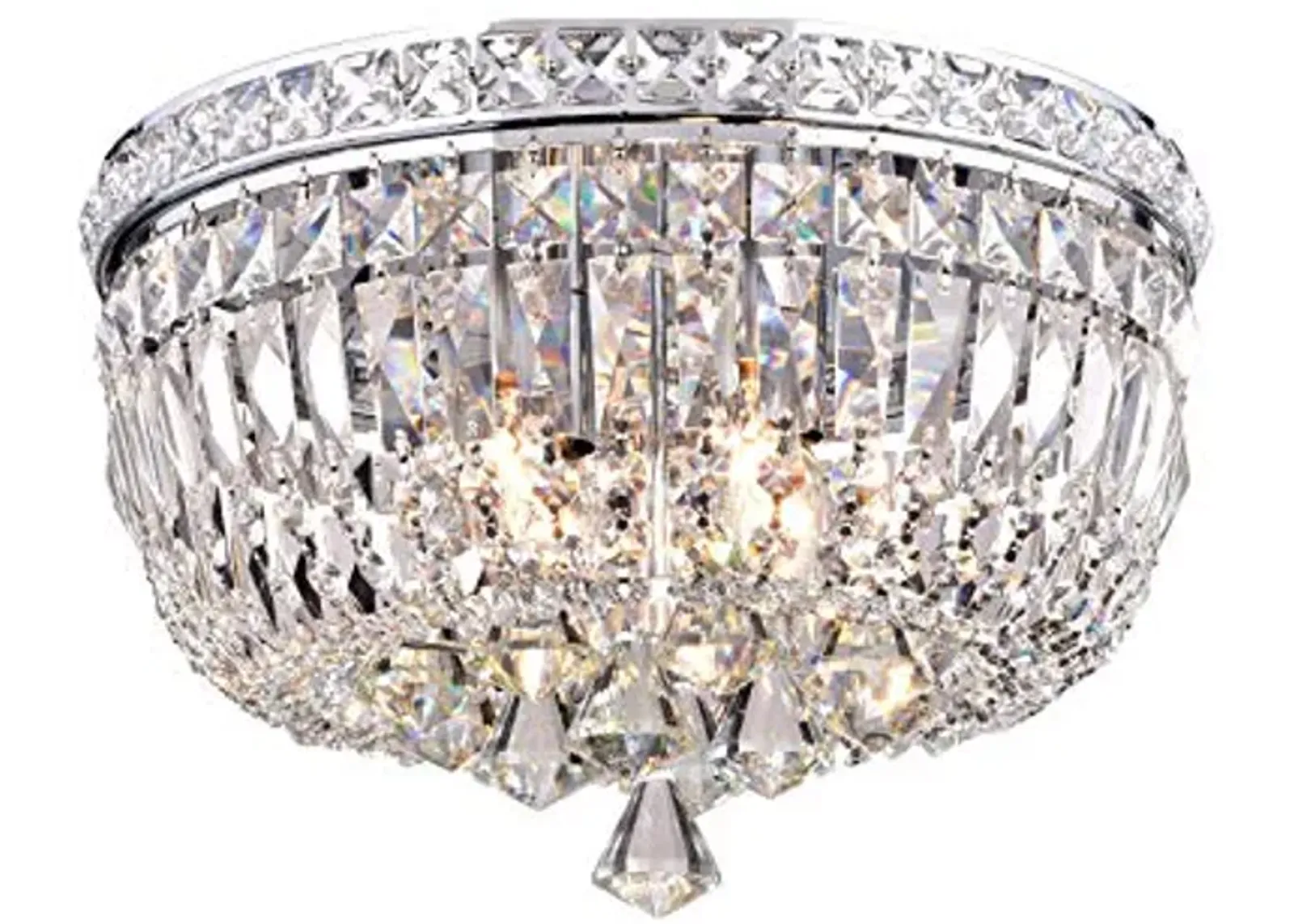 Jojospring Elisa Chrome Iron and Crystal 4-Light Flush-Mount Chandelier