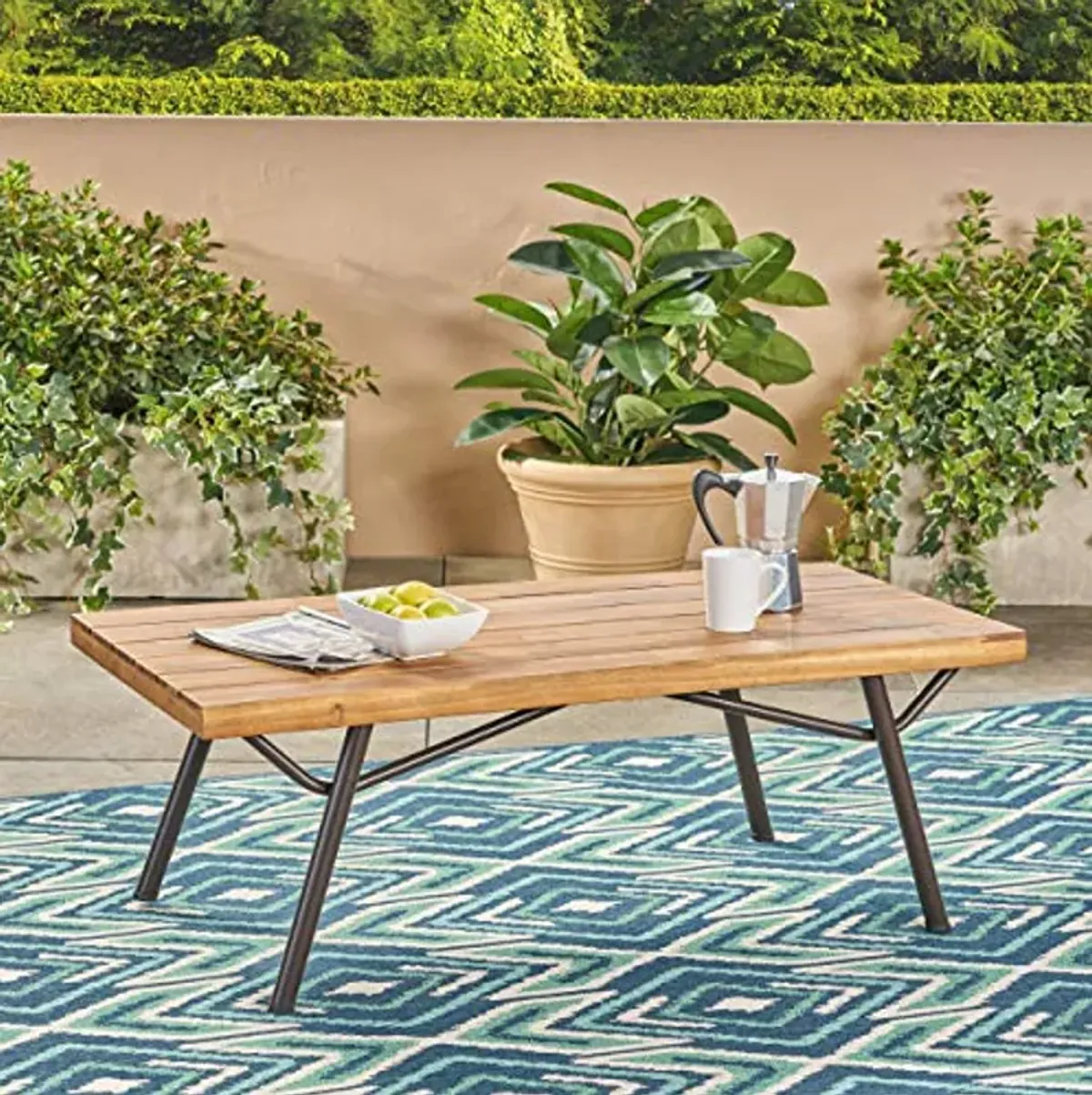 Christopher Knight Home Baish Outdoor Acacia Wood Coffee Table, Teak Finish