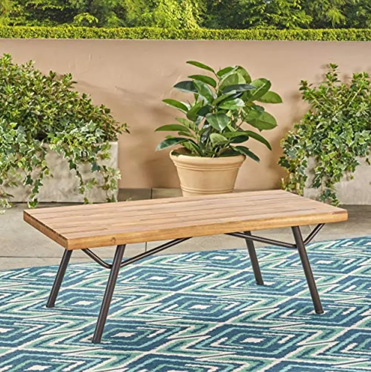 Christopher Knight Home Baish Outdoor Acacia Wood Coffee Table, Teak Finish