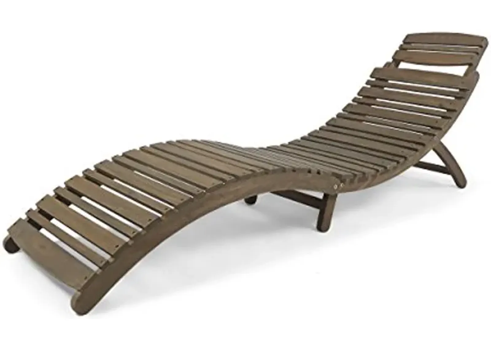 Christopher Knight Home Tycie Outdoor Acacia Wood Foldable Chaise Lounge, Gray Finish