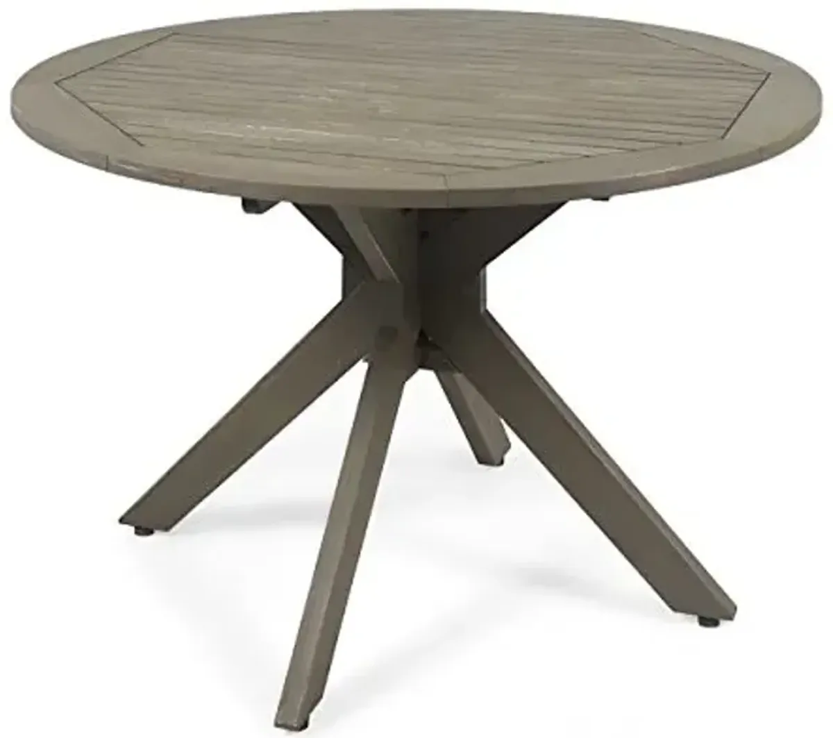 Christopher Knight Home Stanford Outdoor Round Acacia Wood Dining Table with X Base, Gray Finish