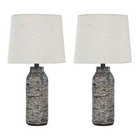 Signature Design by Ashley Mahima Eclectic Paper Table Lamp, 2 Count , 25.5", Black & White