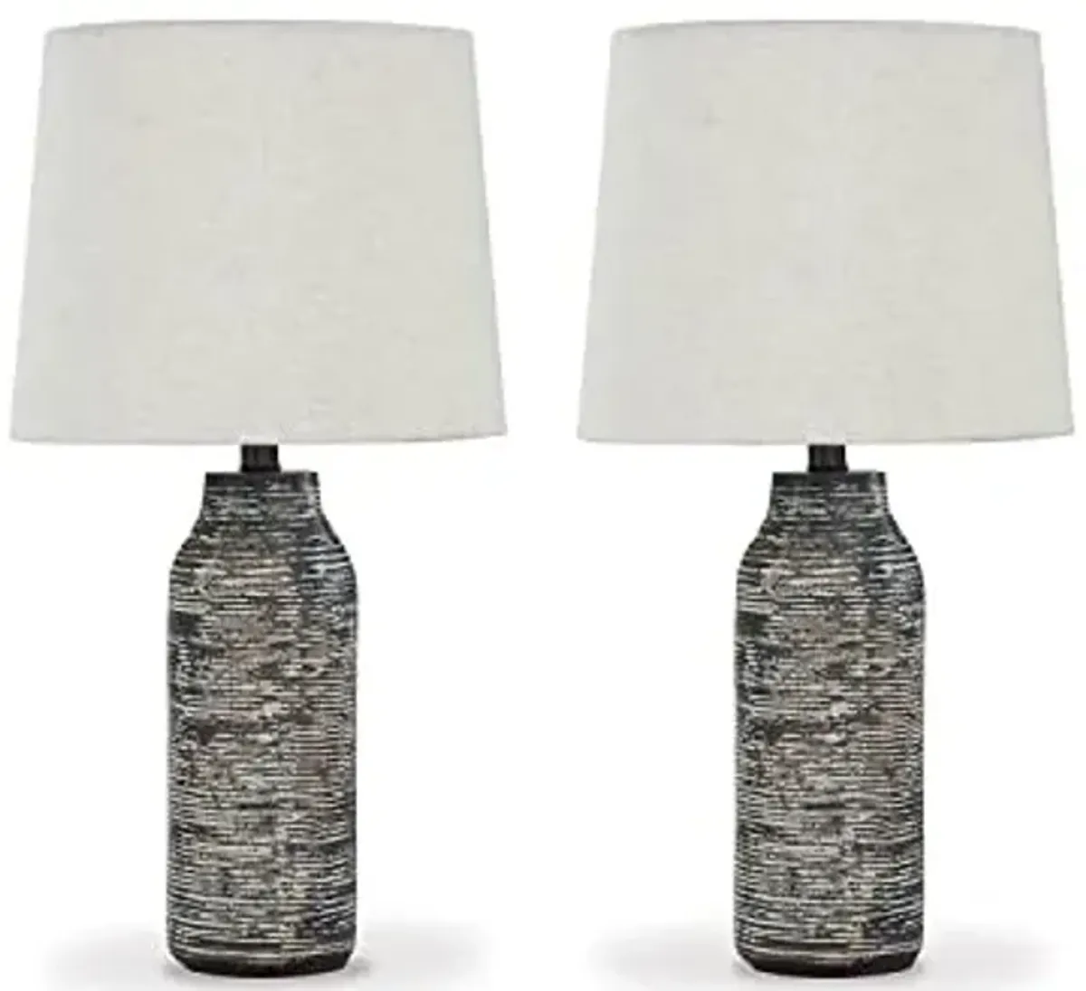Signature Design by Ashley Mahima Eclectic Paper Table Lamp, 2 Count , 25.5", Black & White