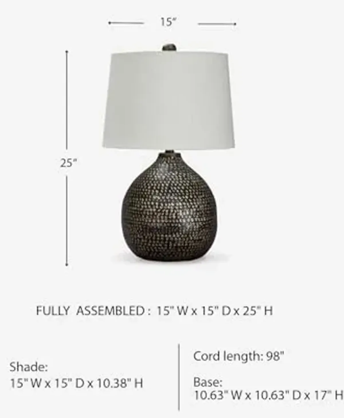 Signature Design by Ashley Maire Contemporary 25" Metal Table Lamp, Black & Gold Finish