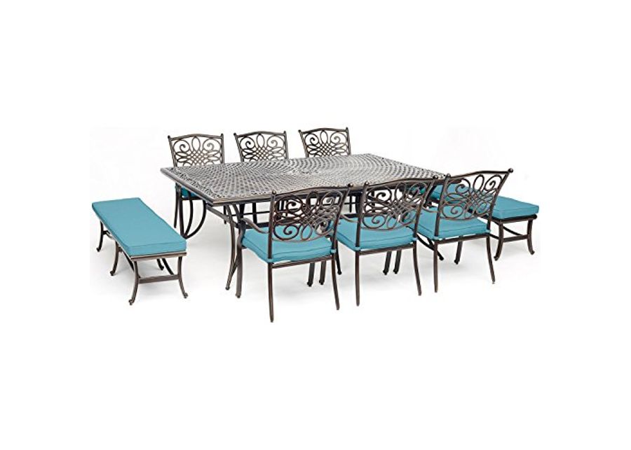 Hanover Traditions 9 Piece Dining Set, Blue
