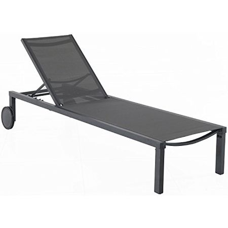 Hanover Windham Adjustable Sling Chaise Lounger | Modern Outdoor Furniture for Patio, Backyard, Poolside | Rust-Proof Aluminum Frame | Weather-Resistant | Gray | WINDCHS-G-Gry, Grey/Grey