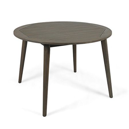 Christopher Knight Home Nick Outdoor Acacia Wood Round Dining Table, Gray Finish