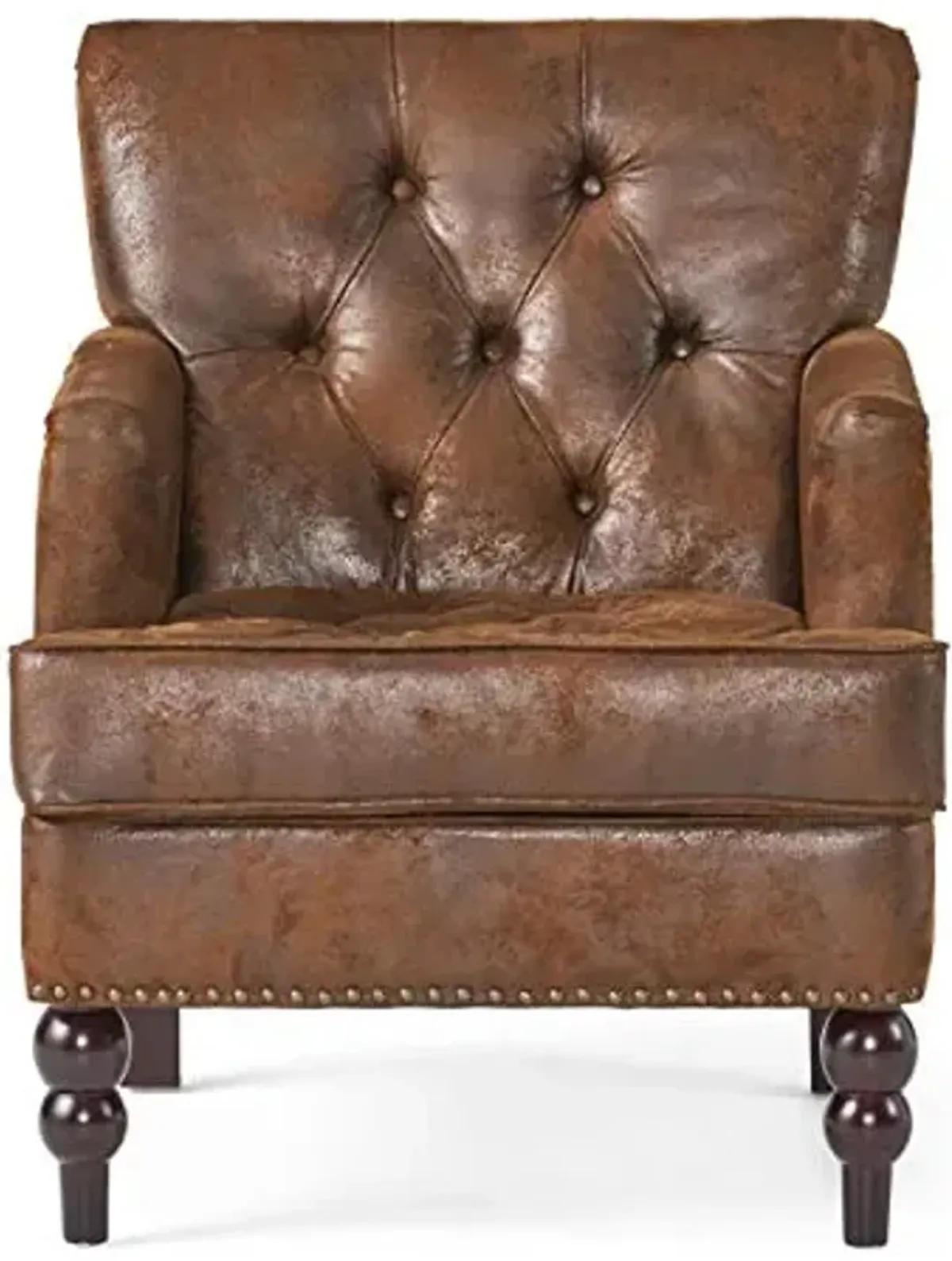 Christopher Knight Home Malone Tufted Club Chair, Brown 28D x 29.5W x 33.5H Inch