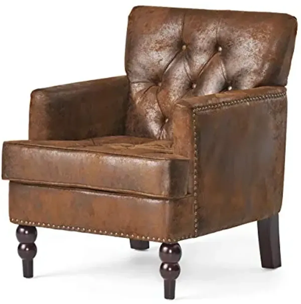 Christopher Knight Home Malone Tufted Club Chair, Brown 28D x 29.5W x 33.5H Inch