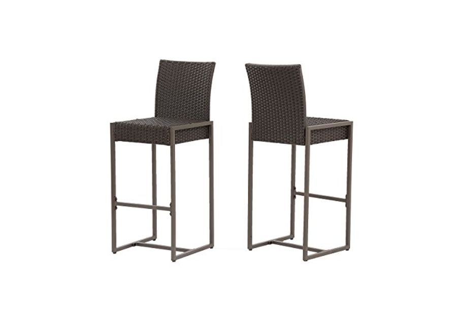 Christopher Knight Home Kelly Outdoor Wicker 30 Inch Barstool (Set of 2), Dark Brown