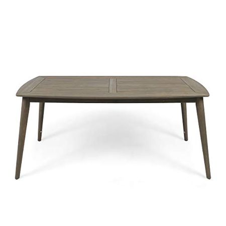 Christopher Knight Home Fred Outdoor Acacia Wood Rectangular Dining Table, Gray Finish