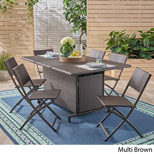 Christopher Knight Home Zora Outdoor 7 Piece Foldable Wicker Dining Set