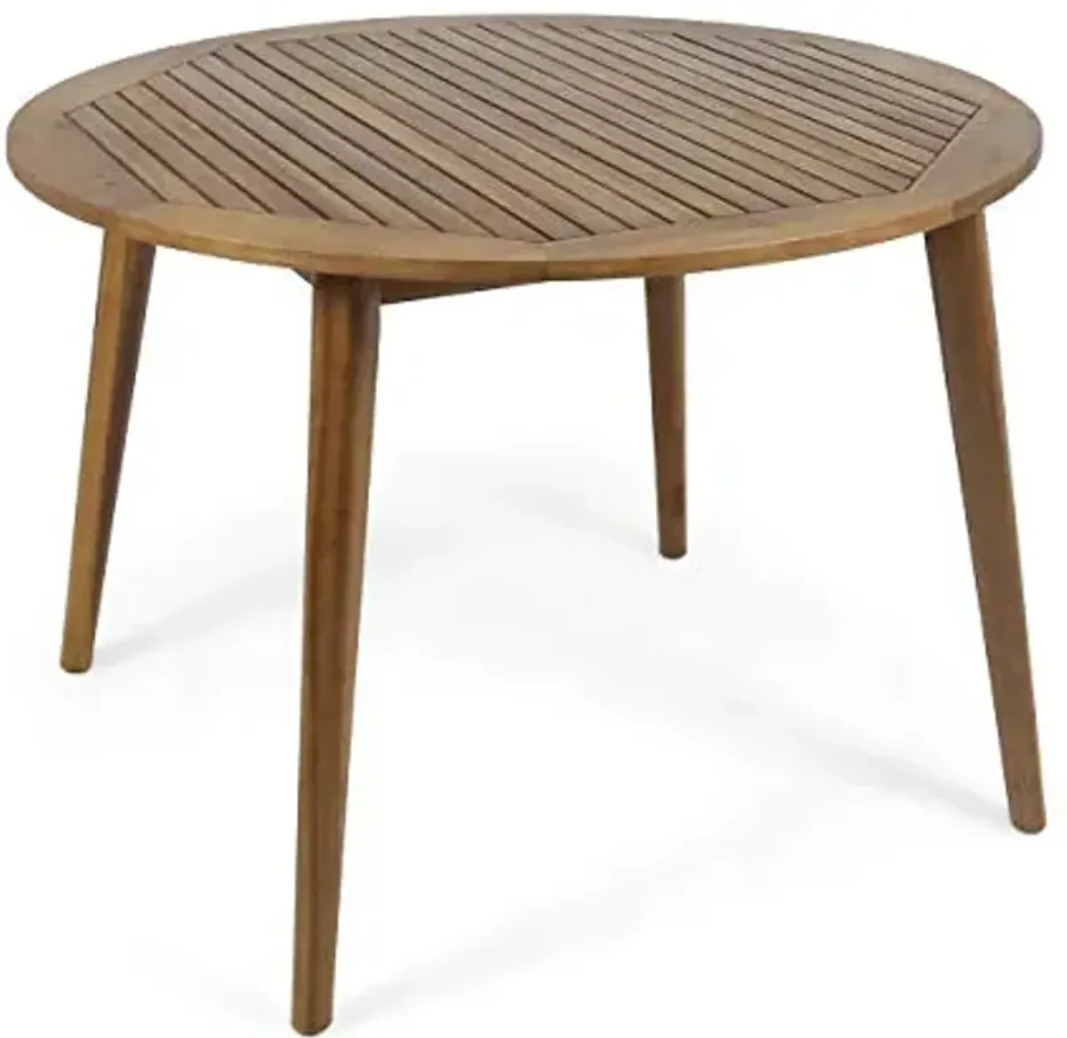 Christopher Knight Home Nick Outdoor Acacia Wood Round Dining Table, Teak Finish
