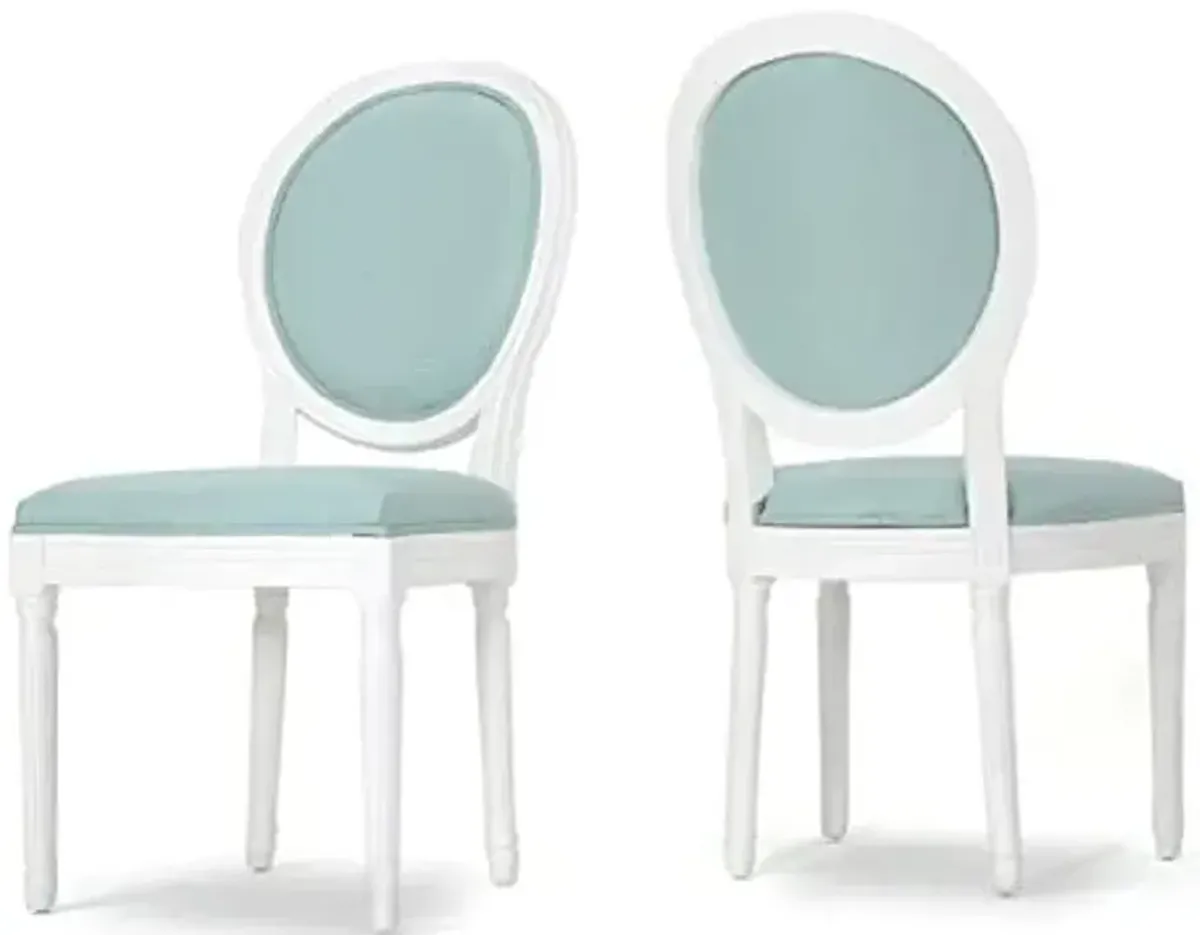 Christopher Knight Home Phinnaeus Fabric Dining Chairs, 2-Pcs Set, Light Blue