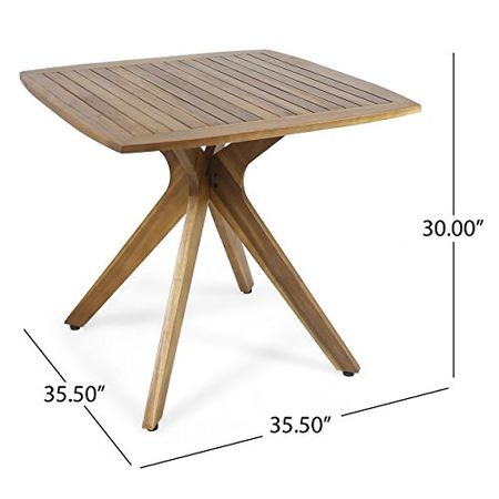 Christopher Knight Home Stanford Outdoor Square Dining Table with X Base, Teak Finish