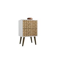 Manhattan Comfort Liberty Modern 2 Drawer Bedroom Nightstand/End Table, White/3D Brown
