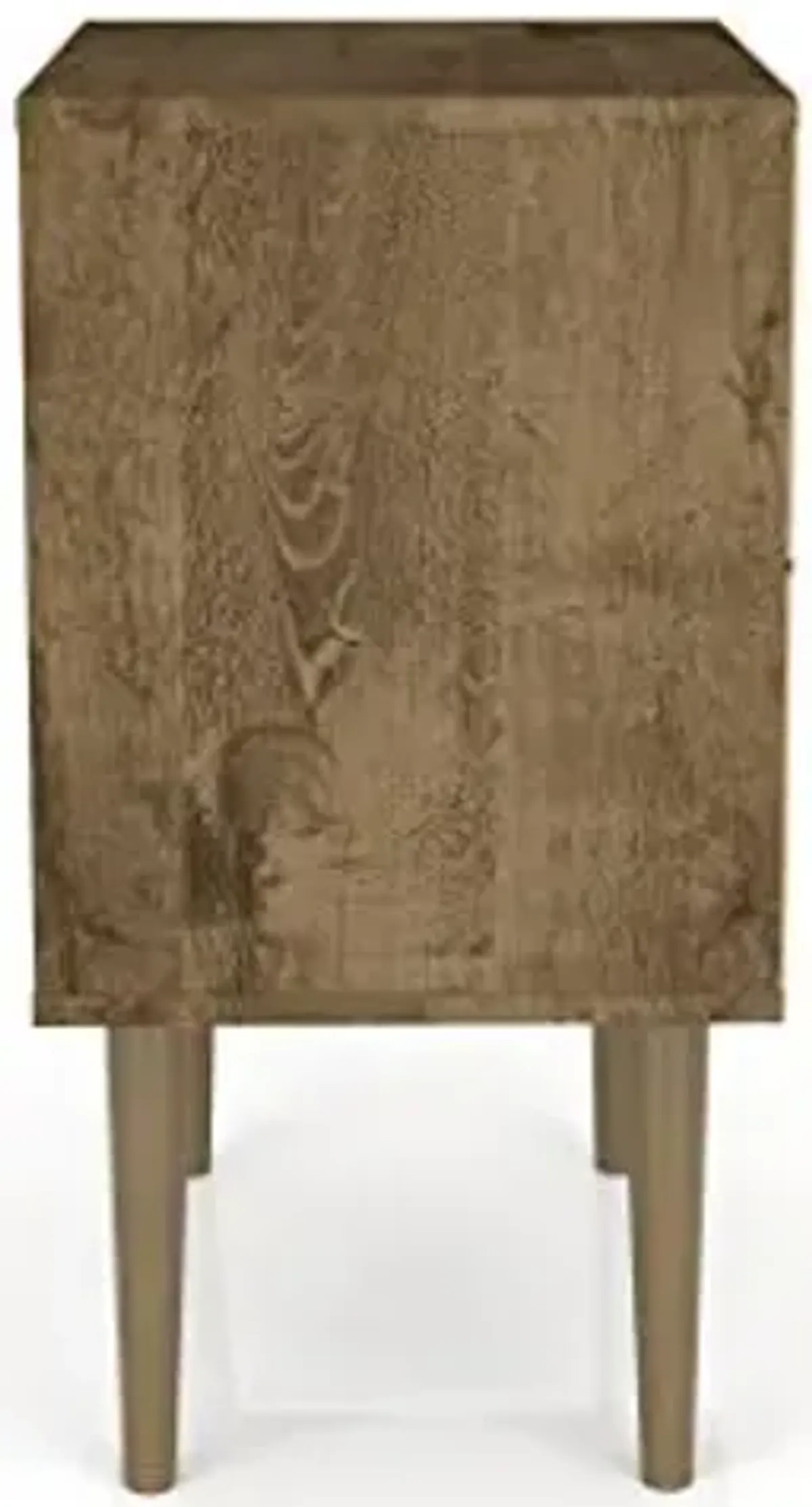 Manhattan Comfort Liberty Mid Century Modern Nightstand with Drawer and Cubby, Bedside Table for Bedroom and Living Room, Night Stand Accent Decor, Easy Assembly, Brown/Yellow