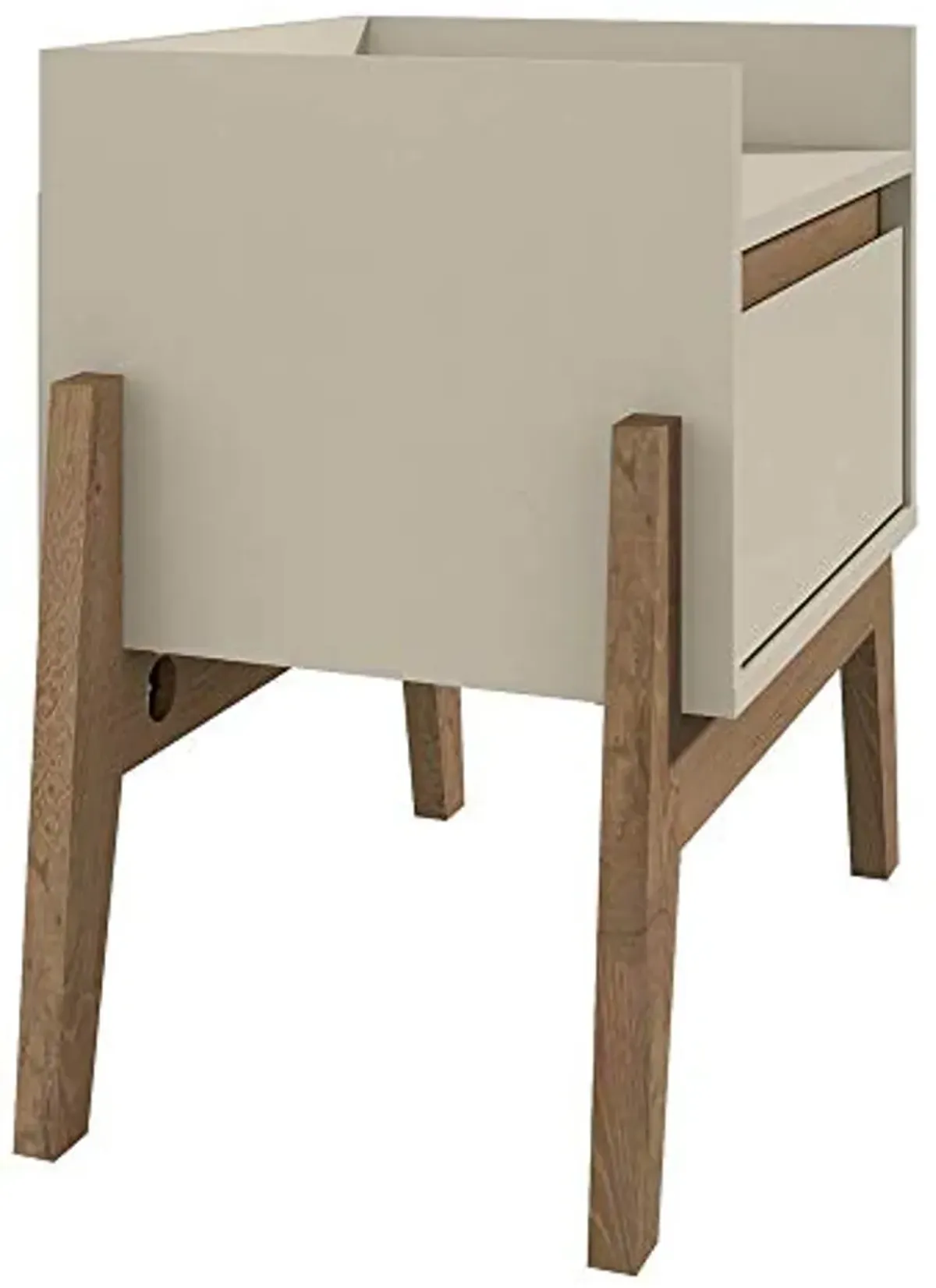 Manhattan Comfort Essence Mid-Century Modern Wood Nightstand with 1 Drawer & 1 Open Top Shelf, Versatile Side Table for Bedroom, Living Room, Entryway or Home Office, , Off-white