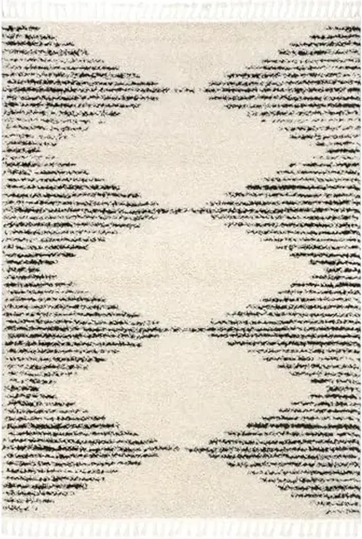 nuLOOM Bria Moroccan Shag Tasseled Area Rug - 6'7" x 9' Shag Area Rug Modern/Contemporary Off-White/Charcoal Rugs for Living Room Bedroom Dining Room Nursery