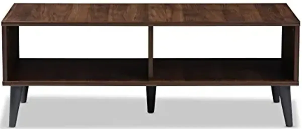 Baxton Studio Piotr Coffee Table, Walnut Brown/Dark Gray