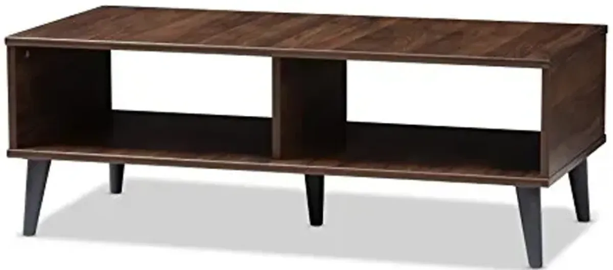 Baxton Studio Piotr Coffee Table, Walnut Brown/Dark Gray