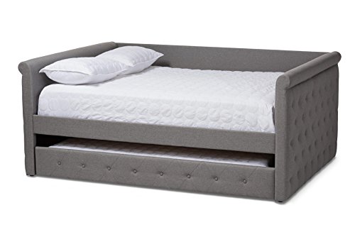 Baxton Studio Elliane Daybed With Trundle, Queen, Gray
