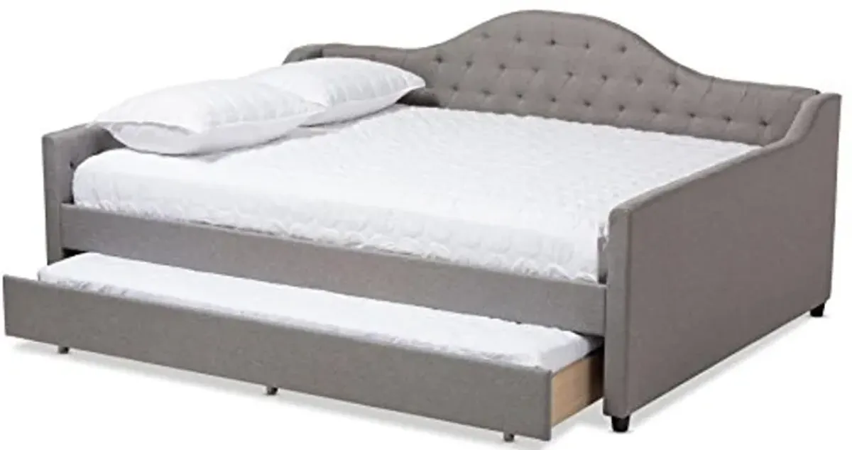 Baxton Studio Delia Daybed with Trundle, Queen, Grey