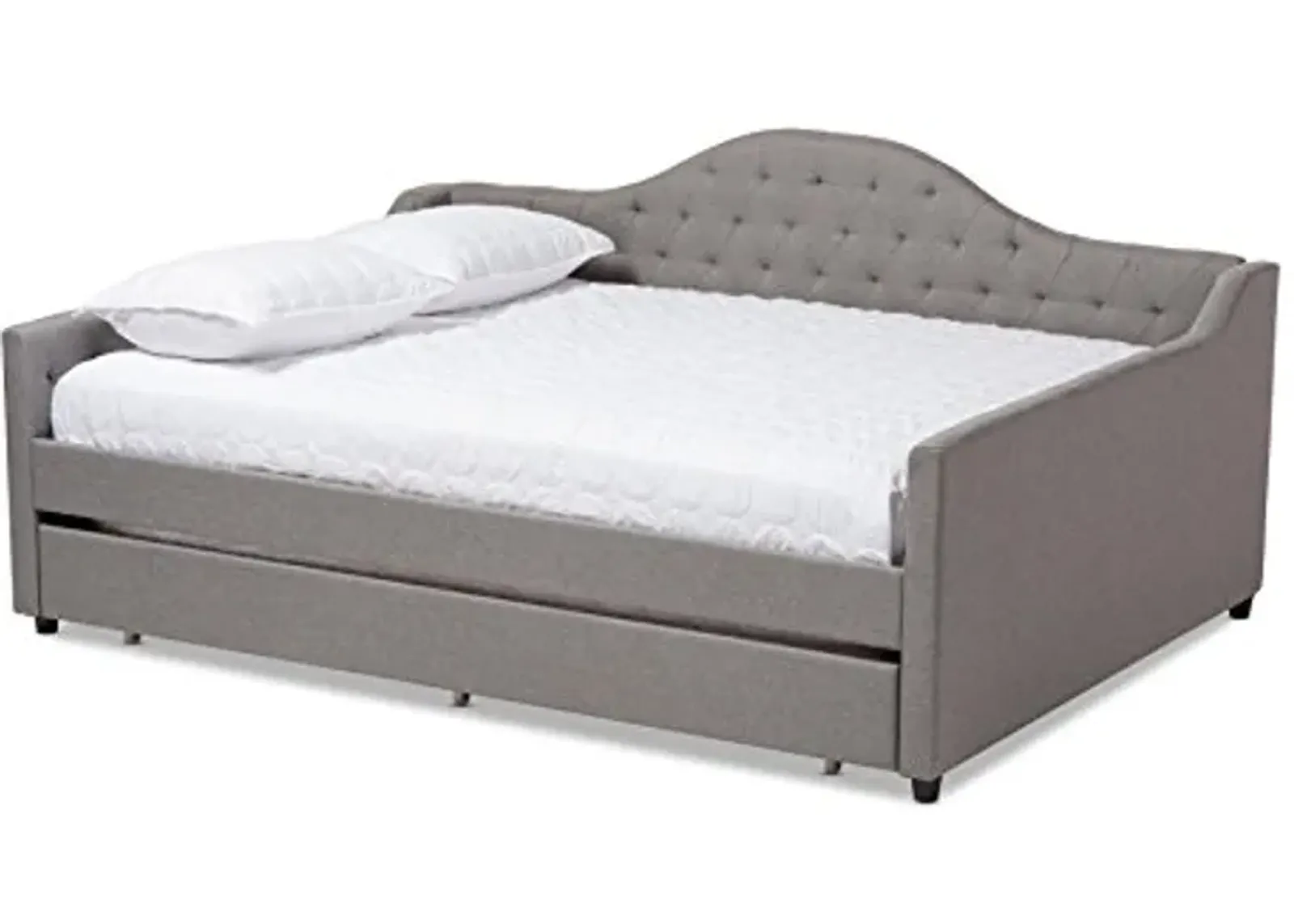 Baxton Studio Delia Daybed with Trundle, Queen, Grey